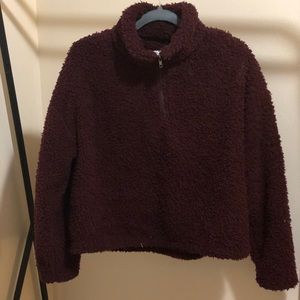 Cropped Fuzzy 3/4 Zip up